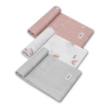 Lionelo - KOMPLET 3x bambusovih plenic BAMBOO SET 70x70 cm Mavrica