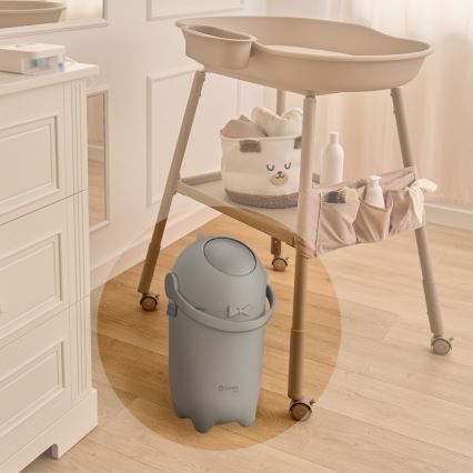 Lionelo - Koš za plenice PUREBIN, 10 l, siv