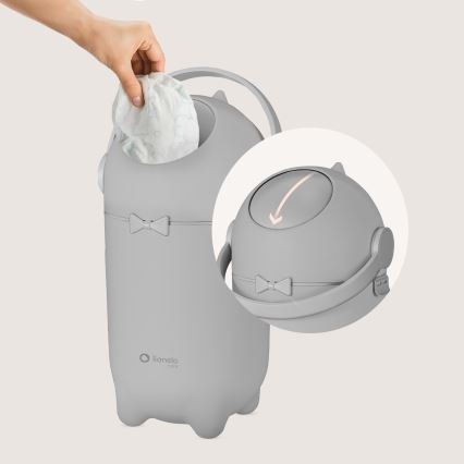 Lionelo - Koš za plenice PUREBIN, 10 l, siv