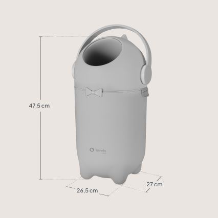 Lionelo - Koš za plenice PUREBIN, 10 l, siv