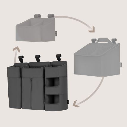 Lionelo - organizator 3 v 1 za posteljico SIDEPOCKET, siva
