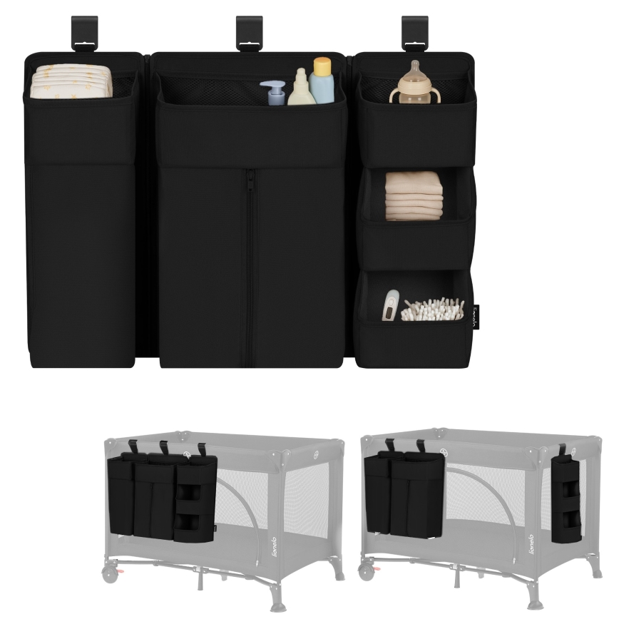 Lionelo - organizator za posteljico 3 v 1 SIDEPOCKET črn