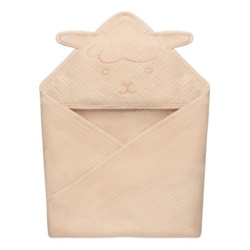 Lionelo - Otroška brisača s kapuco MUSLIN HOODED TOWEL Bež Cappuccino