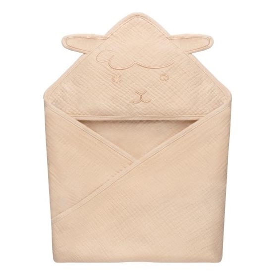 Lionelo - Otroška brisača s kapuco MUSLIN HOODED TOWEL Bež kapučino