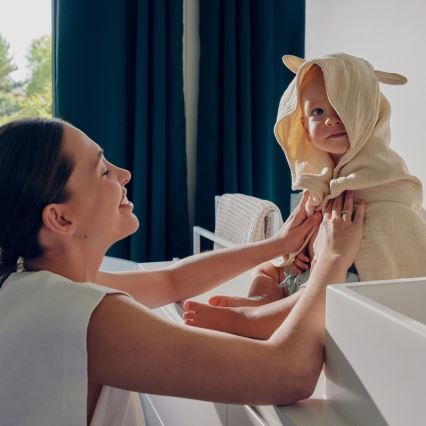 Lionelo - Otroška brisača s kapuco MUSLIN HOODED TOWEL Bež kapučino