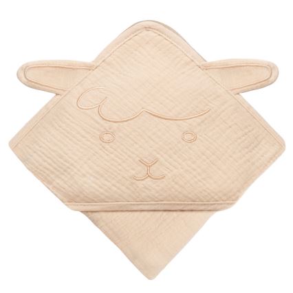 Lionelo - Otroška brisača s kapuco MUSLIN HOODED TOWEL Bež kapučino
