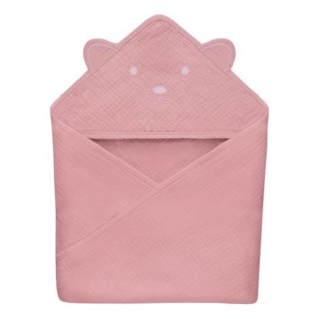 Lionelo - Otroška brisača s kapuco MUSLIN HOODED TOWEL Roza