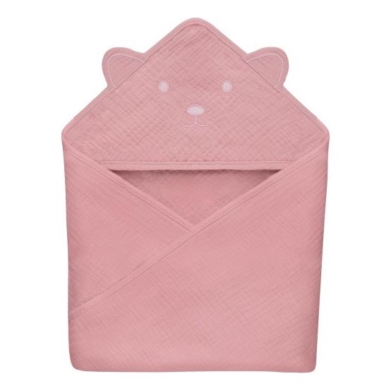 Lionelo - Otroška brisača s kapuco MUSLIN HOODED TOWEL Roza