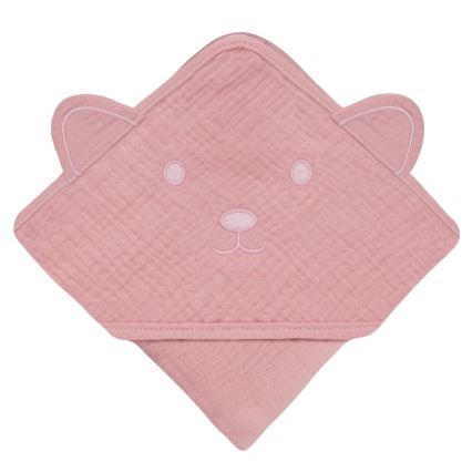 Lionelo - Otroška brisača s kapuco MUSLIN HOODED TOWEL Roza