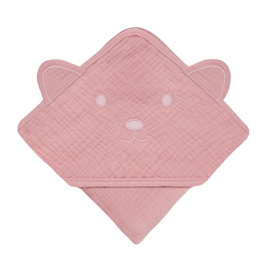 Lionelo - Otroška brisača s kapuco MUSLIN HOODED TOWEL Roza