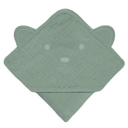 Lionelo - Otroška brisača s kapuco MUSLIN HOODED TOWEL Zelena gozd