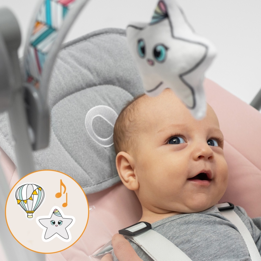Lionelo - Otroška gugalnica OTTO 4xLR14 Pink Baby