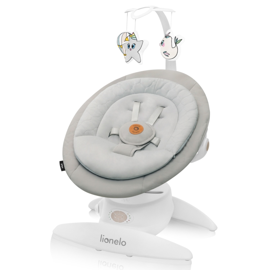Lionelo - Otroška gugalnica z melodijo MELL Beige Sand 4xAA + daljinski upravljalnik