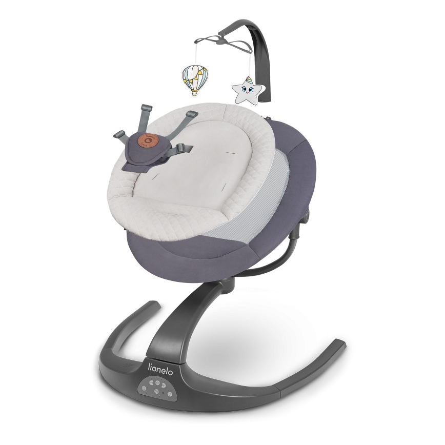 Lionelo - Otroška gugalnica z melodijo RINA 4xAA Betonsko siva + daljinski upravljalnik