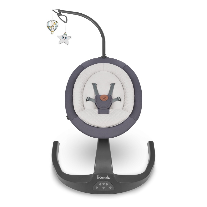 Lionelo - Otroška gugalnica z melodijo RINA 4xAA Betonsko siva + daljinski upravljalnik
