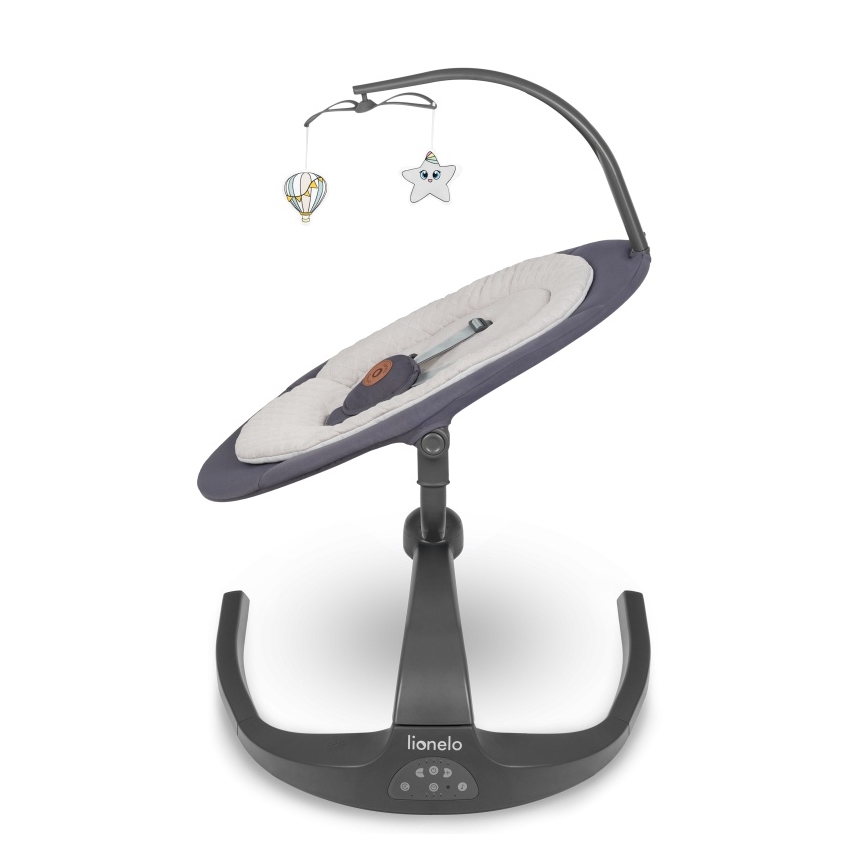 Lionelo - Otroška gugalnica z melodijo RINA 4xAA Betonsko siva + daljinski upravljalnik