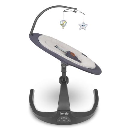 Lionelo - Otroška gugalnica z melodijo RINA 4xAA Betonsko siva + daljinski upravljalnik