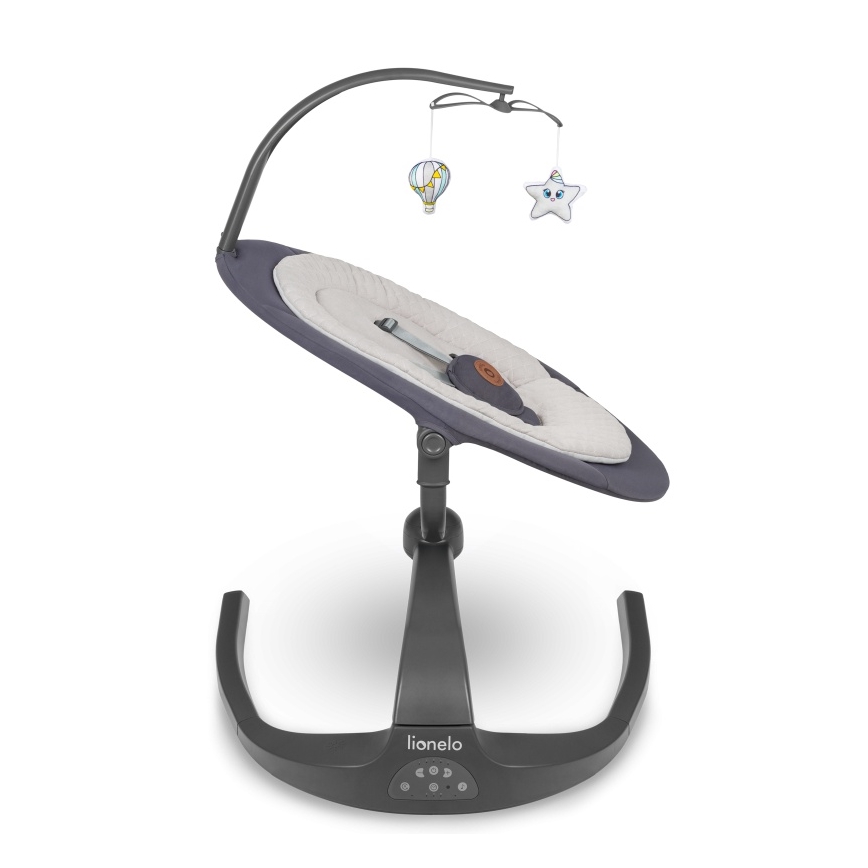 Lionelo - Otroška gugalnica z melodijo RINA 4xAA Betonsko siva + daljinski upravljalnik
