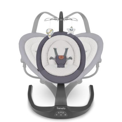Lionelo - Otroška gugalnica z melodijo RINA 4xAA Betonsko siva + daljinski upravljalnik