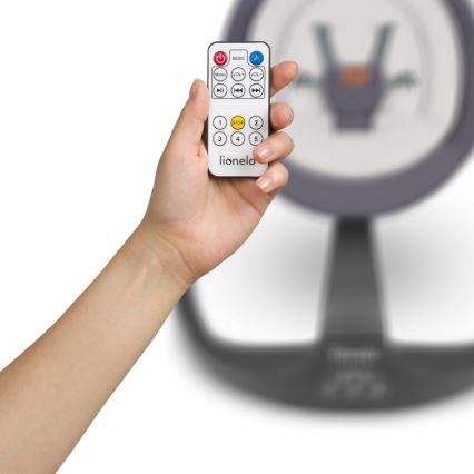 Lionelo - Otroška gugalnica z melodijo RINA 4xAA Betonsko siva + daljinski upravljalnik