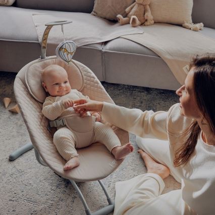 Lionelo - Otroška gugalnica z melodijo RIO 4xC bež latte + daljinski upravljalnik