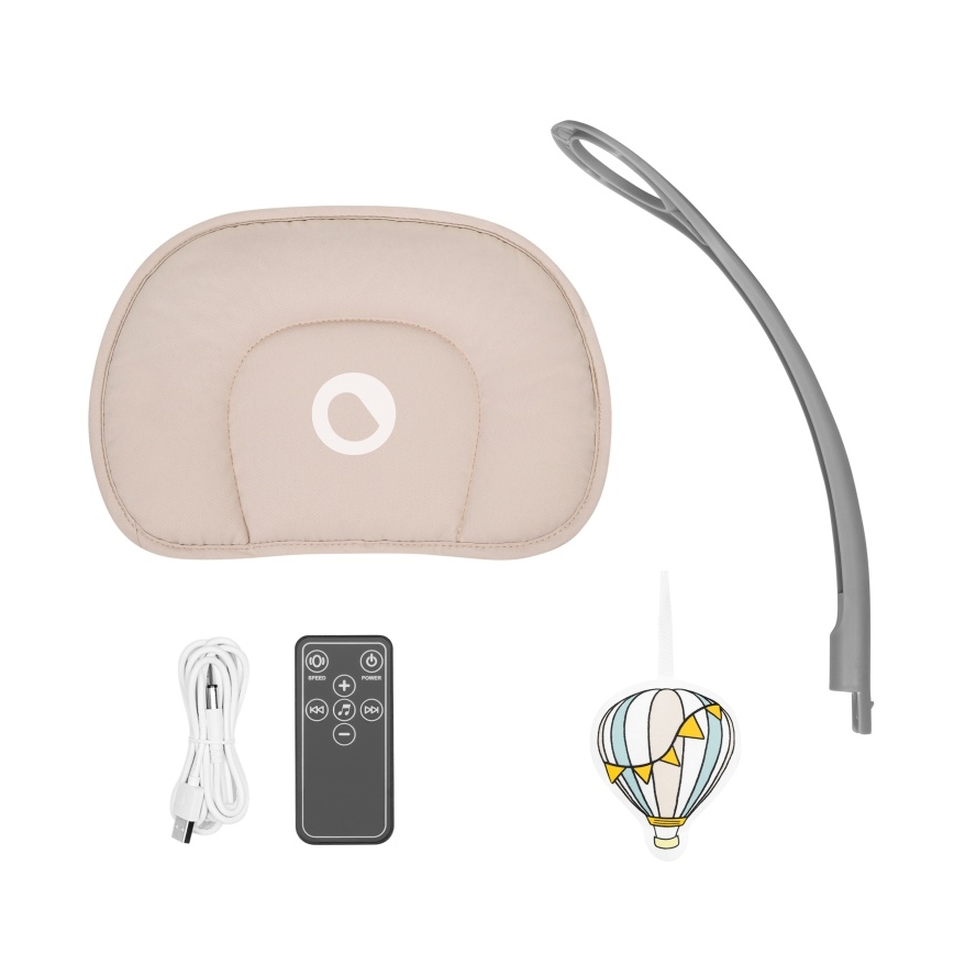 Lionelo - Otroška gugalnica z melodijo RIO 4xC bež latte + daljinski upravljalnik