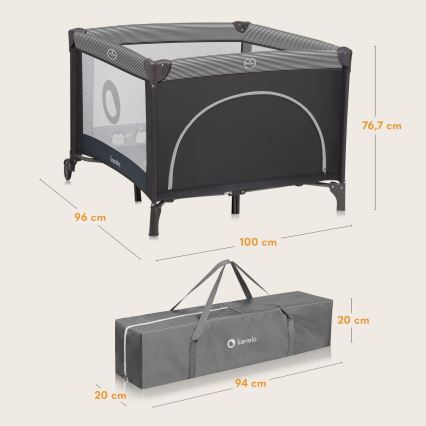 Lionelo - Otroška igralna ograja BONNIE Grey Scandi