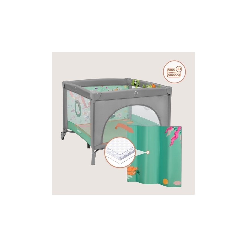 Lionelo - Otroška igralna ograja MILLE PLUS sivo-zelena