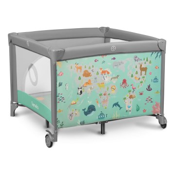 Lionelo - Otroška igralna ograja MILLE sivo-zelena