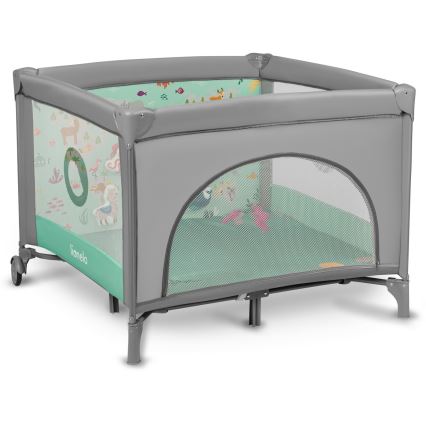 Lionelo - Otroška igralna ograja MILLE sivo-zelena