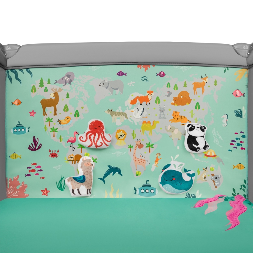 Lionelo - Otroška igralna ograja MILLE sivo-zelena