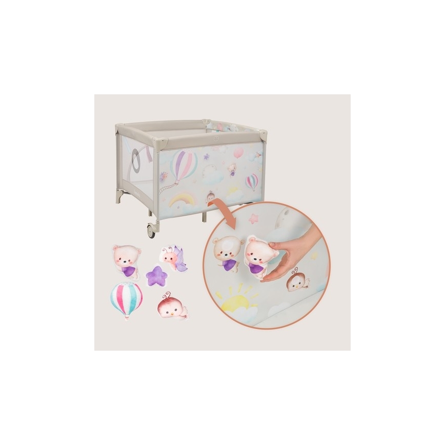 Lionelo - Otroška ograja MILLE PLUS, sivo-bež