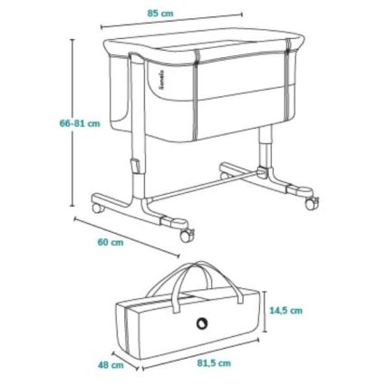 Lionelo - Otroška posteljica 3 v 1 AURORA siva