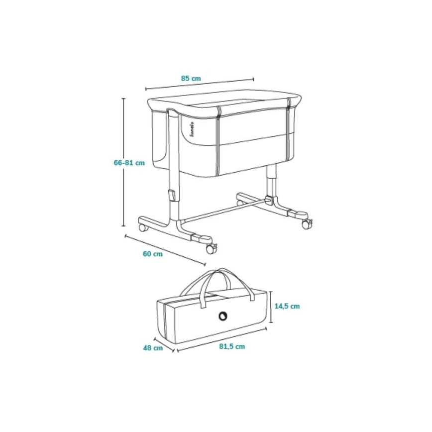 Lionelo - Otroška posteljica 3v1 AURORA temna siva