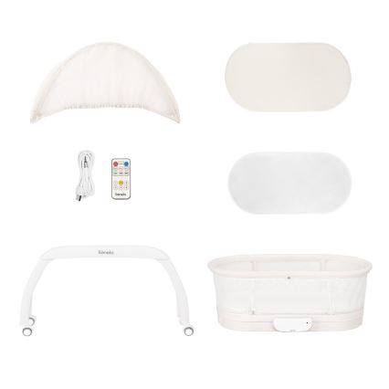 Lionelo - Otroška posteljica s tehtnico CORAL White