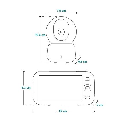 Lionelo - Otroška varuška z monitorjem BABYLINE 9.1 5V 3600 mAh