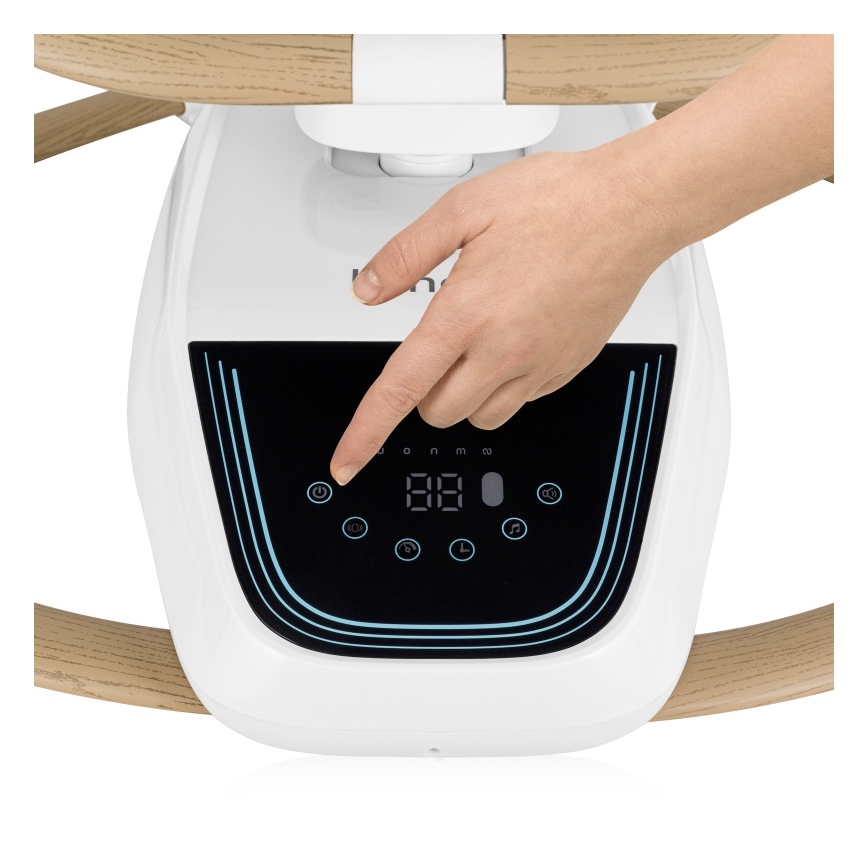 Lionelo - Otroška zibka z melodijo OLIVIA bež naravna + daljinski upravljalnik