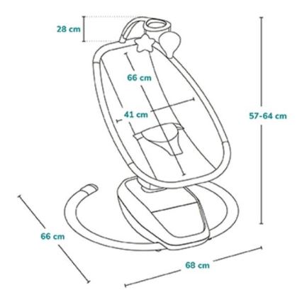 Lionelo - Otroška zibka z melodijo OLIVIA bež naravna + daljinski upravljalnik