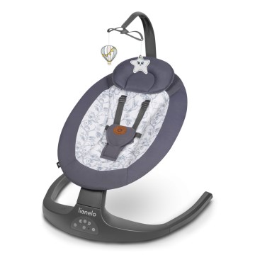 Lionelo - Otroška zibka z melodijo RALF 4xAA siva-bela + daljinski upravljalnik