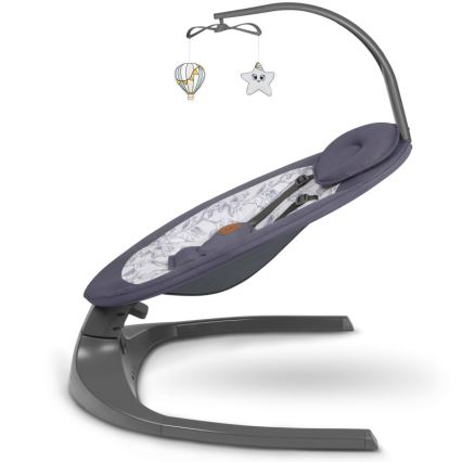 Lionelo - Otroška zibka z melodijo RALF 4xAA siva-bela + daljinski upravljalnik