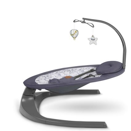 Lionelo - Otroška zibka z melodijo RALF 4xAA siva-bela + daljinski upravljalnik