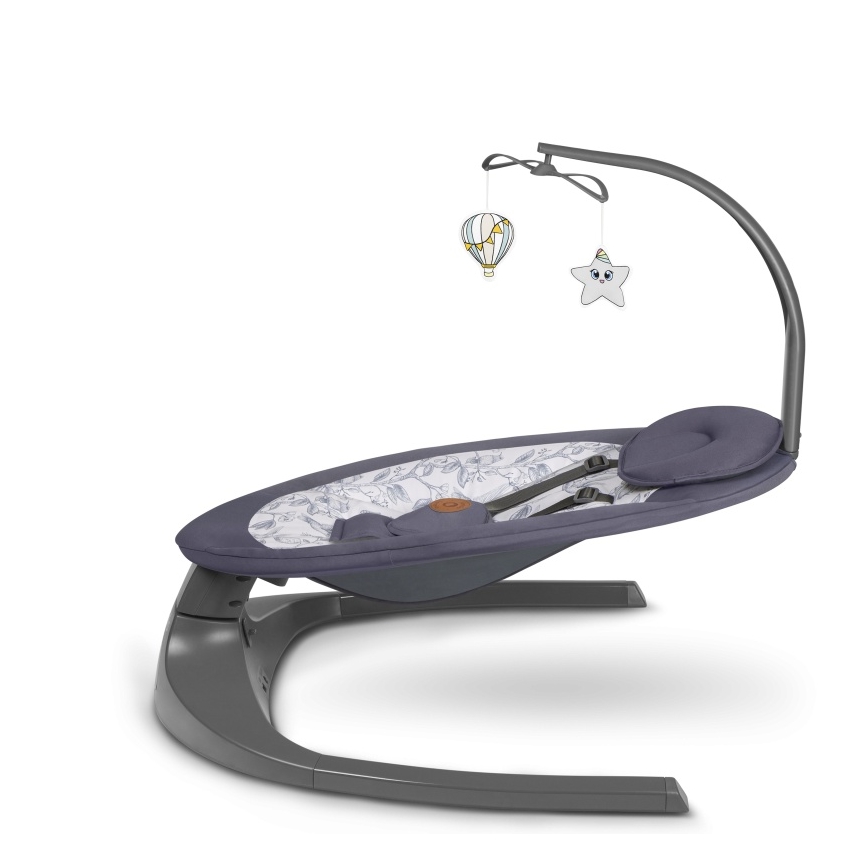 Lionelo - Otroška zibka z melodijo RALF 4xAA siva-bela + daljinski upravljalnik