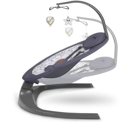 Lionelo - Otroška zibka z melodijo RALF 4xAA siva-bela + daljinski upravljalnik