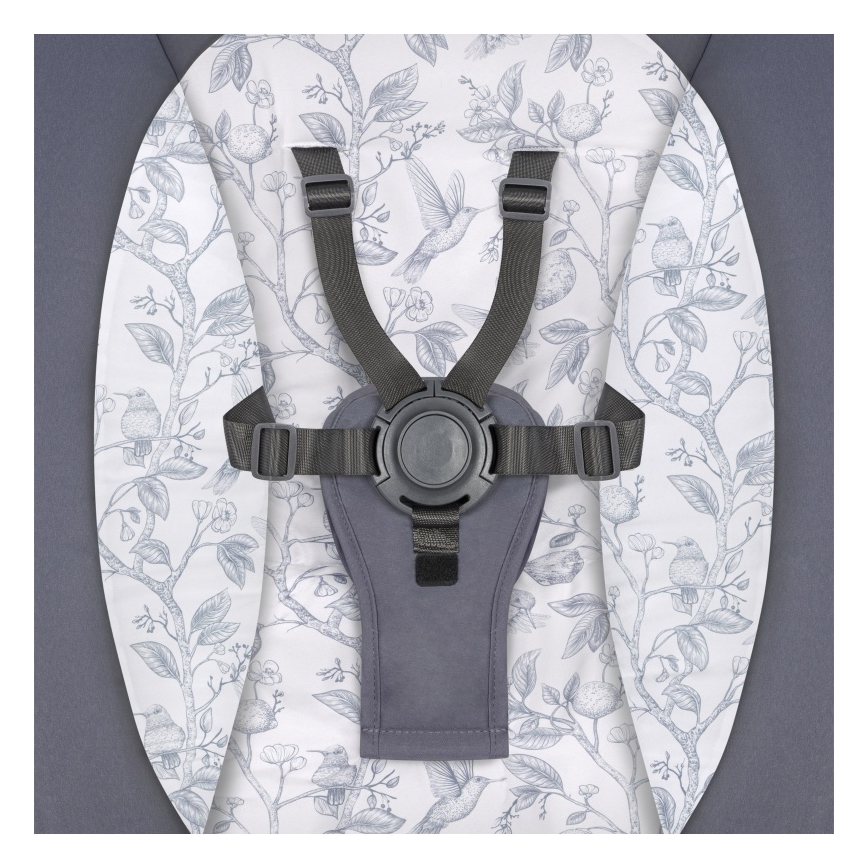 Lionelo - Otroška zibka z melodijo RALF 4xAA siva-bela + daljinski upravljalnik