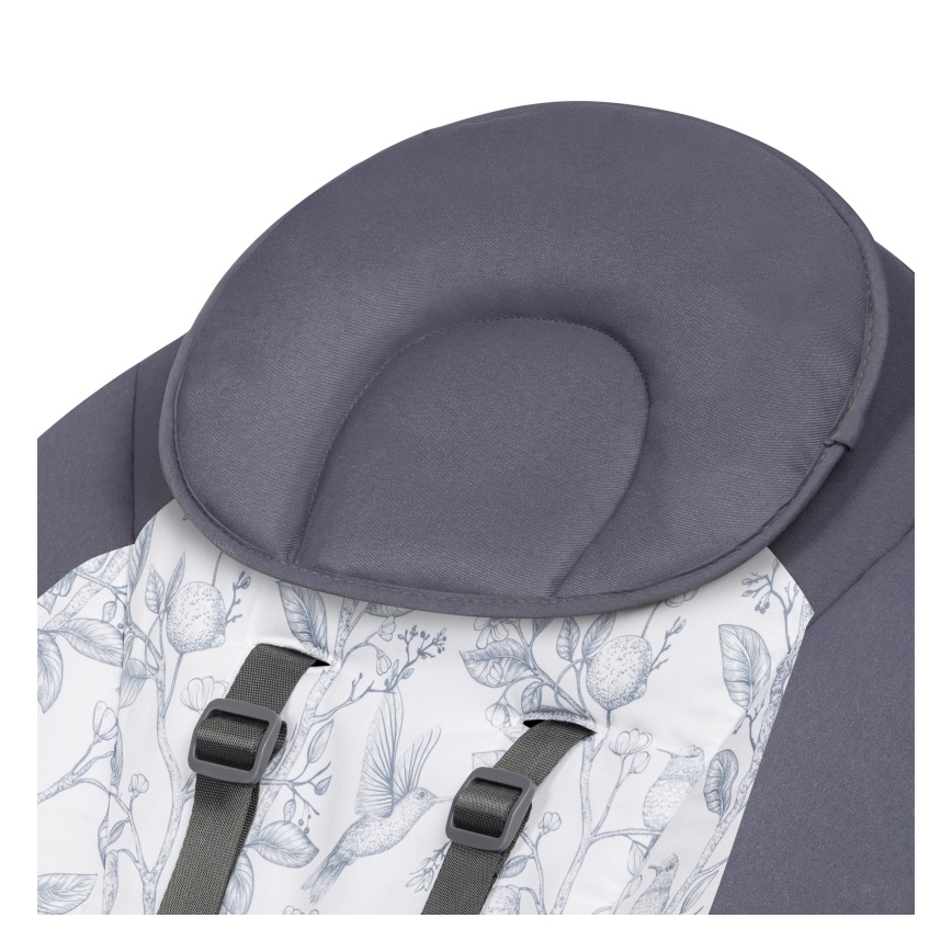 Lionelo - Otroška zibka z melodijo RALF 4xAA siva-bela + daljinski upravljalnik