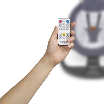 Lionelo - Otroška zibka z melodijo RALF 4xAA siva-bela + daljinski upravljalnik