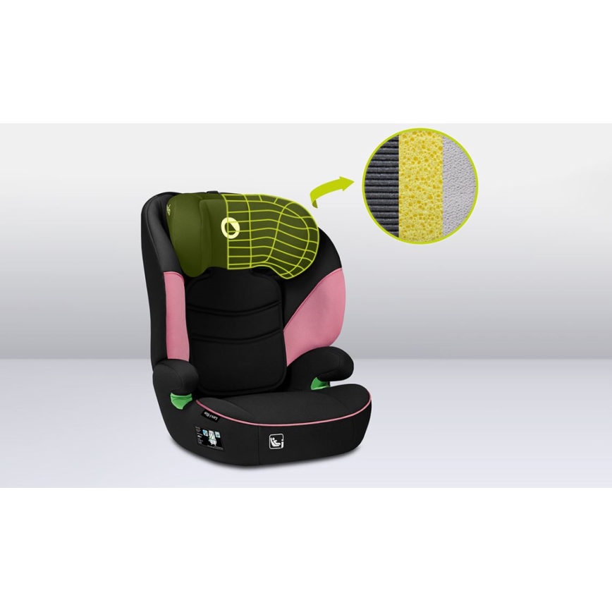 Lionelo - Otroški avtosedež LARS i-Size 100-150 cm črna/rožnata