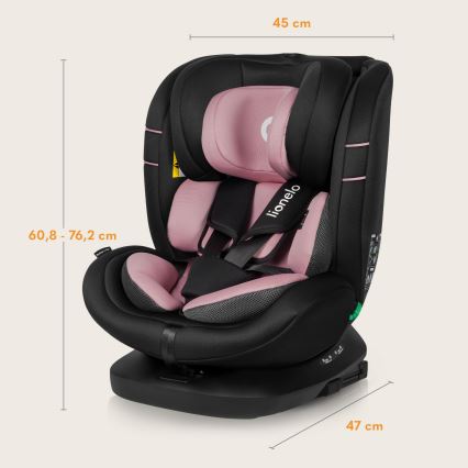 Lionelo - Otroški avtosedež z vrtljivo bazo BASTIAAN i-Size 40-150 cm rožnat