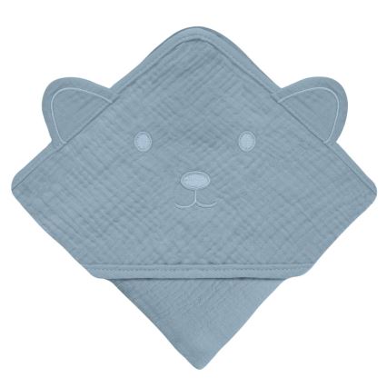 Lionelo - Otroški brisača s kapuco MUSLIN HOODED TOWEL Siva neba