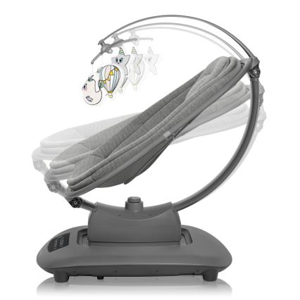 Lionelo - Otroški gugalnik BLOSSOM Grey Concrete z melodijo + daljinski upravljalnik